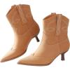 imageKitten Heel Ankle Boots for Women Cowgirl Boots Womens Cowboy Booties Pointed Toe Dress Western Short ShoesBrown