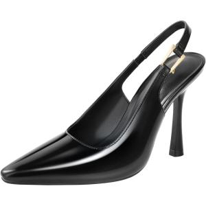 imageAnkis Slingback Kitten Heels for Women 39in Closed Pointed Toe High Heel Wedding Party Dress Shoes Womens PumpsBlack Patent Pu