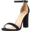 imageAnkis White Heels Wedding Shoes for Bride Women Chunky Heels Pearl High Heels Heeled Sandals 4 InchBlack Suede