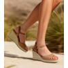 image:imageAnkis Espadrilles Wedges Sandals for Women Wedge Platform Sandals Heels Peep Open Toe Comfortable Ankle Strap Buckle Summer Wedge HeelsBrown Suede