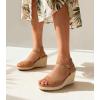 image:imageAnkis Espadrilles Wedges Sandals for Women Wedge Platform Sandals Heels Peep Open Toe Comfortable Ankle Strap Buckle Summer Wedge HeelsBrown Suede