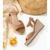image:imageAnkis Espadrilles Wedges Sandals for Women Wedge Platform Sandals Heels Peep Open Toe Comfortable Ankle Strap Buckle Summer Wedge HeelsBrown Suede