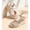 image:imageAnkis Espadrilles Wedges Sandals for Women Wedge Platform Sandals Heels Peep Open Toe Comfortable Ankle Strap Buckle Summer Wedge HeelsNude Nubuck