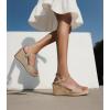image:imageAnkis Espadrilles Wedges Sandals for Women Wedge Platform Sandals Heels Peep Open Toe Comfortable Ankle Strap Buckle Summer Wedge HeelsNude Nubuck
