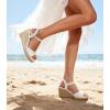 image:imageAnkis Espadrilles Wedges Sandals for Women Wedge Platform Sandals Heels Peep Open Toe Comfortable Ankle Strap Buckle Summer Wedge HeelsWhite Pu