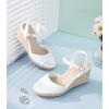 image:imageAnkis Espadrilles Wedges Sandals for Women Wedge Platform Sandals Heels Peep Open Toe Comfortable Ankle Strap Buckle Summer Wedge HeelsWhite Pu