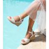 image:imageAnkis Espadrilles Wedges Sandals for Women Wedge Platform Sandals Heels Peep Open Toe Comfortable Ankle Strap Buckle Summer Wedge HeelsWhite Pu