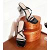 image:imageAnkis Womens Strappy Kitten Heels Square Open Toe 225 Inch Heeled Sandals Slip On Slides MulesBlack Patent Pu