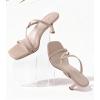 image:imageAnkis Womens Strappy Kitten Heels Square Open Toe 225 Inch Heeled Sandals Slip On Slides MulesNude Nubuck