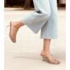 image:imageAnkis Womens Strappy Kitten Heels Square Open Toe 225 Inch Heeled Sandals Slip On Slides MulesNude Nubuck
