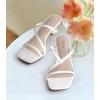 image:imageAnkis Womens Strappy Kitten Heels Square Open Toe 225 Inch Heeled Sandals Slip On Slides MulesWhite Pu