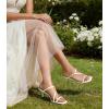 image:imageAnkis Womens Strappy Kitten Heels Square Open Toe 225 Inch Heeled Sandals Slip On Slides MulesWhite Pu