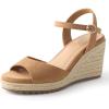 image:imageAnkis Espadrilles Wedges Sandals for Women Wedge Platform Sandals Heels Peep Open Toe Comfortable Ankle Strap Buckle Summer Wedge HeelsBrown Suede