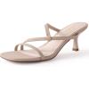 image:imageAnkis Womens Strappy Kitten Heels Square Open Toe 225 Inch Heeled Sandals Slip On Slides MulesNude Nubuck