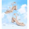 image:imageAnkis Strappy Heels for women Square Nude WHite Black Open Toe Chunky Block Heels Ankle Strap Buckle Sandals for Women Comfortable Wedding Party Dress Shoes 2026Black