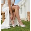 image:imageAnkis White Gold Blue Bow Women Heel Chunky Wedding Shoes for Bride 225 Inch Heel Open Square Toe Ankle Buckle Strap Dressy Pleated Comfortable Fashion Shoe Party Graduation Event 2026White