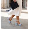 image:imageAnkis White Gold Blue Bow Women Heel Chunky Wedding Shoes for Bride 225 Inch Heel Open Square Toe Ankle Buckle Strap Dressy Pleated Comfortable Fashion Shoe Party Graduation Event 2026Blue
