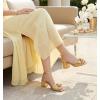 image:imageAnkis White Gold Blue Bow Women Heel Chunky Wedding Shoes for Bride 225 Inch Heel Open Square Toe Ankle Buckle Strap Dressy Pleated Comfortable Fashion Shoe Party Graduation Event 2026Gold