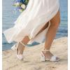 image:imageAnkis White Gold Blue Bow Women Heel Chunky Wedding Shoes for Bride 225 Inch Heel Open Square Toe Ankle Buckle Strap Dressy Pleated Comfortable Fashion Shoe Party Graduation Event 2026White