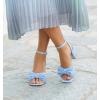 image:imageAnkis White Gold Blue Bow Women Heel Chunky Wedding Shoes for Bride 225 Inch Heel Open Square Toe Ankle Buckle Strap Dressy Pleated Comfortable Fashion Shoe Party Graduation Event 2026Blue