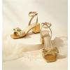 image:imageAnkis White Gold Blue Bow Women Heel Chunky Wedding Shoes for Bride 225 Inch Heel Open Square Toe Ankle Buckle Strap Dressy Pleated Comfortable Fashion Shoe Party Graduation Event 2026Gold
