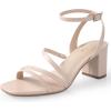 image:imageAnkis Strappy Heels for women Square Nude WHite Black Open Toe Chunky Block Heels Ankle Strap Buckle Sandals for Women Comfortable Wedding Party Dress Shoes 2026Nude