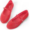 image:imageAnkis Mesh Ballet Flats for Women Black Mesh Flats Buckle Strap Mary Jane Ballerina Flats Womens Fishnet Flat Sandals Shoes for Dressy SummerJelly Red