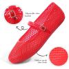 image:imageAnkis Mesh Ballet Flats for Women Black Mesh Flats Buckle Strap Mary Jane Ballerina Flats Womens Fishnet Flat Sandals Shoes for Dressy SummerJelly Red