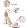 image:imageAnkis White Heels Wedding Shoes for Bride Women Chunky Heels Pearl High Heels Heeled Sandals 4 InchWhite Pearl