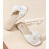 image:imageAnkis Womens Pleated Bow Flat Sandals White Gold Sandals for Women 2026 Dressy Comfortable Open Toe Dress Sandals for Summer Beach Wedding Party Graduation Slip On Slides SandalsWhite