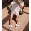 image:imageAnkis Womens Pleated Bow Flat Sandals White Gold Sandals for Women 2026 Dressy Comfortable Open Toe Dress Sandals for Summer Beach Wedding Party Graduation Slip On Slides SandalsWhite