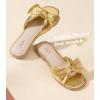 image:imageAnkis Womens Pleated Bow Flat Sandals White Gold Sandals for Women 2026 Dressy Comfortable Open Toe Dress Sandals for Summer Beach Wedding Party Graduation Slip On Slides SandalsGold