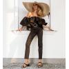 image:imageWomen Square Open Toe Heels Comfortable Sexy Summer Cute Back Strap Heeled Sandals Wedding Party Dress Shoes for Women Two Strap Slip On MulesBlack Pu
