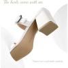 image:imageWomen Square Open Toe Heels Comfortable Sexy Summer Cute Back Strap Heeled Sandals Wedding Party Dress Shoes for Women Two Strap Slip On MulesWhite Pu