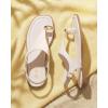 image:imageWomens Toe Ring Thong Sandals Comfortable White Black Flat Sandals for Women 2026 T Strap Square Open Toe Slide Sandals Adjustable Ankle Strap Flip Flops for Summer Beach Casual ShoesBeige