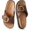 image:imageAnkis Brown Black White Flat Sandals for Women 2026 Dressy Comfortable Summer Beach Essentials  Flip Flops amp Slides with Memory Foam Insole Womens Sandals Comfortable FootwearBrown