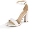 image:imageAnkis White Heels Wedding Shoes for Bride Women Chunky Heels Pearl High Heels Heeled Sandals 4 InchWhite Pearl
