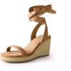 image:imageAnkis Womens Espadrilles Wedges Sandals Heels Open Toe Tie Lace Up Cute Ankle Strap Dressy Platform Wedges SandalsBrown Suede