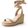 image:imageAnkis Womens Espadrilles Wedges Sandals Heels Open Toe Tie Lace Up Cute Ankle Strap Dressy Platform Wedges SandalsNude Suede