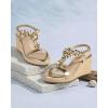 image:imageAnkis Wedge Sandals for Women Espadrille Womens Wedge Sandals Comfortable Open Toe Flower T Strap High Heel Wedges for Women Dressy Summer 34InchGold Pu