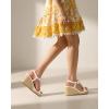 image:imageAnkis Wedge Sandals for Women Espadrille Womens Wedge Sandals Comfortable Open Toe Flower T Strap High Heel Wedges for Women Dressy Summer 34InchWhite Pu