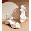 image:imageAnkis White Nude Heels Platform Heeled Sandals Chunky Block Open Toe Ankle Strappy Heels Wedding Party Dress ShoesWhite