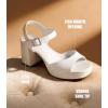 image:imageAnkis White Nude Heels Platform Heeled Sandals Chunky Block Open Toe Ankle Strappy Heels Wedding Party Dress ShoesWhite
