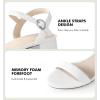 image:imageAnkis Women Nude Black White Sandals for Women Low Heel 1 Inch Dressy Sandal Ankle Strap Open Toe Block Short Heeled Summer Classic Comfortable Graduation Holiday Party Casual Flat ShoesWhite Pu