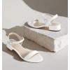 image:imageAnkis Women Nude Black White Sandals for Women Low Heel 1 Inch Dressy Sandal Ankle Strap Open Toe Block Short Heeled Summer Classic Comfortable Graduation Holiday Party Casual Flat ShoesWhite Pu