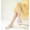 image:imageAnkis Women Nude Black White Sandals for Women Low Heel 1 Inch Dressy Sandal Ankle Strap Open Toe Block Short Heeled Summer Classic Comfortable Graduation Holiday Party Casual Flat ShoesWhite Pu