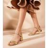 image:imageAnkis Women Nude Black White Sandals for Women Low Heel 1 Inch Dressy Sandal Ankle Strap Open Toe Block Short Heeled Summer Classic Comfortable Graduation Holiday Party Casual Flat ShoesGold Pu