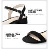 image:imageAnkis Women Nude Black White Sandals for Women Low Heel 1 Inch Dressy Sandal Ankle Strap Open Toe Block Short Heeled Summer Classic Comfortable Graduation Holiday Party Casual Flat ShoesBlack Suede