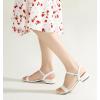 image:imageAnkis Women Nude Black White Sandals for Women Low Heel 1 Inch Dressy Sandal Ankle Strap Open Toe Block Short Heeled Summer Classic Comfortable Graduation Holiday Party Casual Flat ShoesWhite Pu