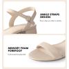 image:imageAnkis Women Nude Black White Sandals for Women Low Heel 1 Inch Dressy Sandal Ankle Strap Open Toe Block Short Heeled Summer Classic Comfortable Graduation Holiday Party Casual Flat ShoesNude Nubuck